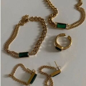 Korean chain bracelet with ring set